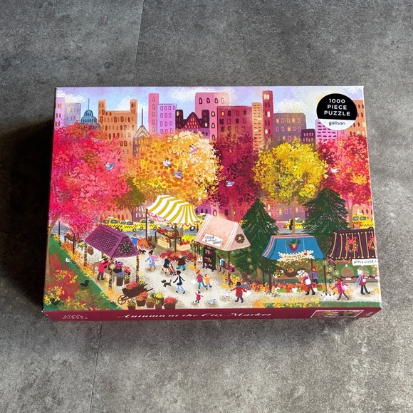 Galison Autumn at the City Market 1000 Puzzle - Picture 1 of 4
